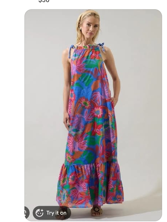 Sugarlips Dresses & Skirts - Sugarlips NWT Vibrant Tropical Maxi Dress - Blue & Pink Floral PTP 21